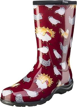 Women's Waterproof Rain and Garden Boots with Comfort Insole, Chicken Barn Red, Size 8