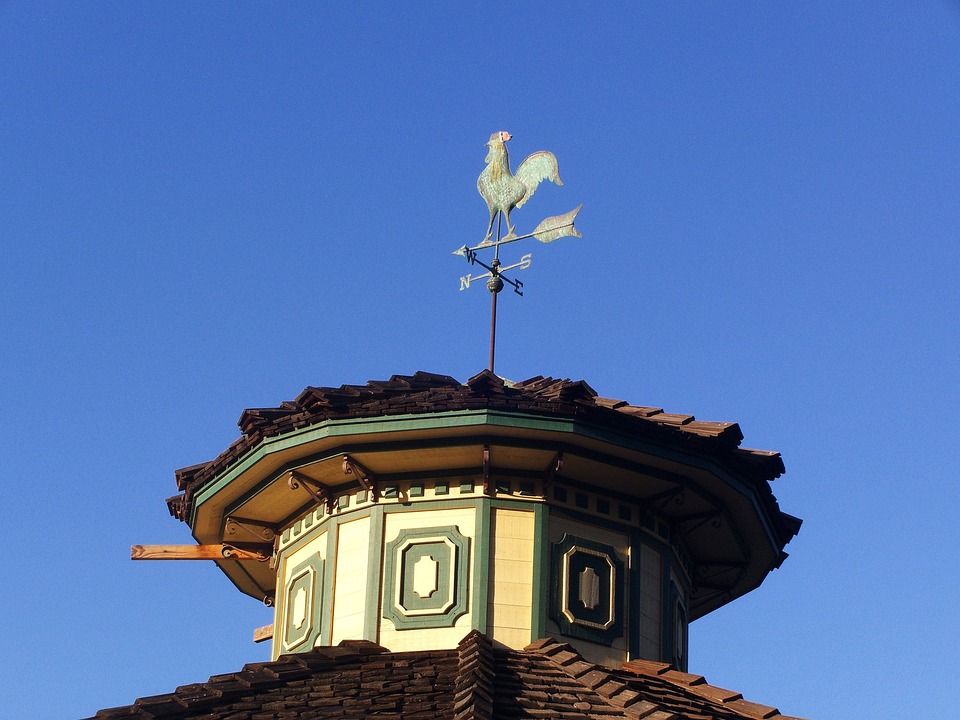 Copper Brass Iron Rooster Weathervane Décor