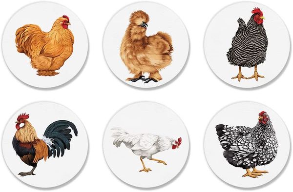 Refrigerator Magnets With Chicken & Rooster Designs